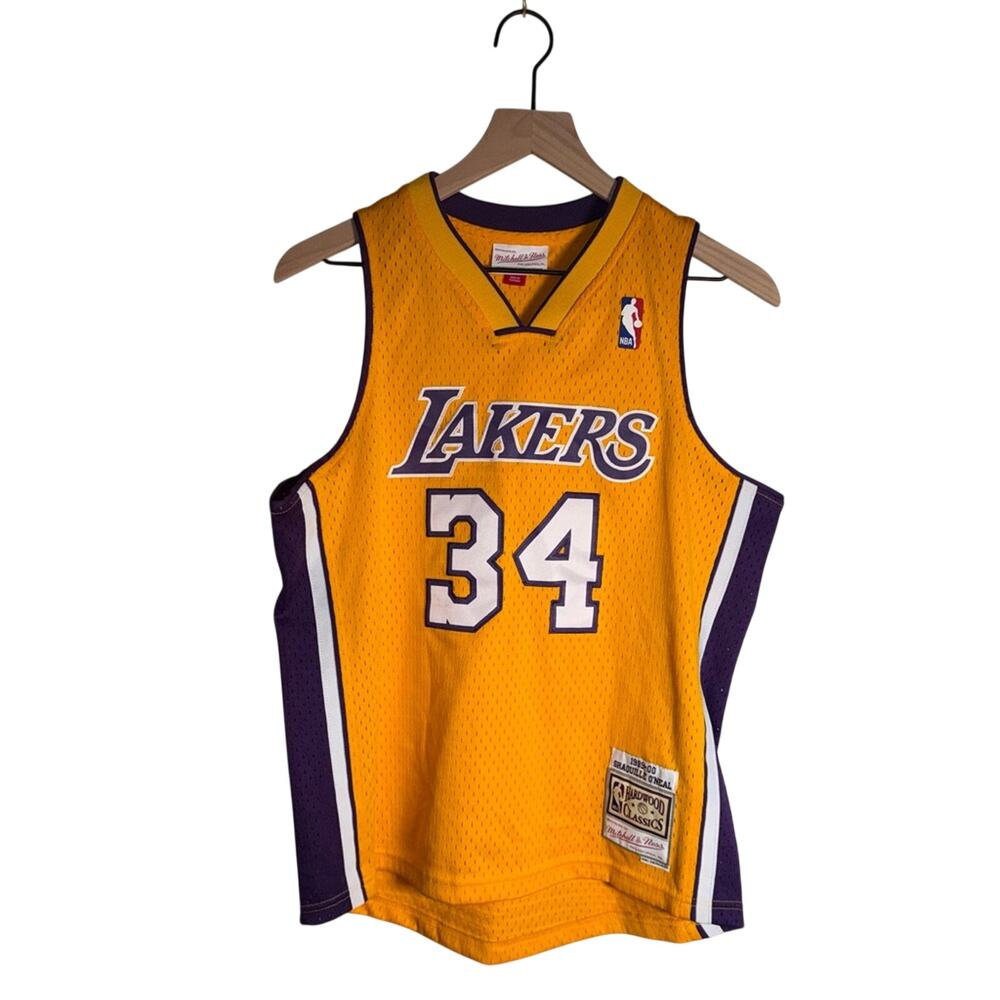 VINTAGE NBA LA LAKERS Shaquille ONeal Mitchell & Ness athletic mesh jersey L